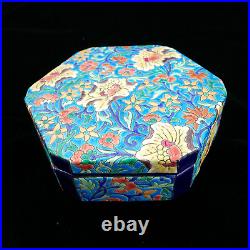 Véritable rare bonbonnière céramique émaux LONGWY art déco 1930 17 cm x 5 cm