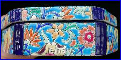 Véritable rare bonbonnière céramique émaux LONGWY art déco 1930 17 cm x 5 cm