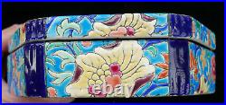 Véritable rare bonbonnière céramique émaux LONGWY art déco 1930 17 cm x 5 cm