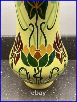 Vers 1920 art nouveau art deco Sublime Grand vase céramique Sarreguemines Lotus