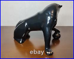 Vintage Black Panther Sculpture Statue Figurine céramique Art Déco URSS