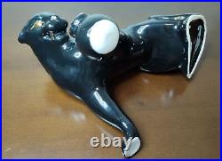 Vintage Black Panther Sculpture Statue Figurine céramique Art Déco URSS