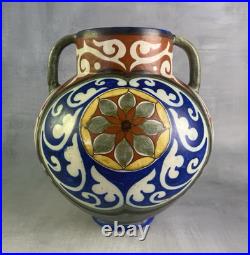 ZUID HOLLAND GOUDA Grand vase céramique Pays-Bas décor floral stylisé art déco