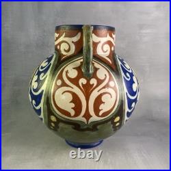 ZUID HOLLAND GOUDA Grand vase céramique Pays-Bas décor floral stylisé art déco