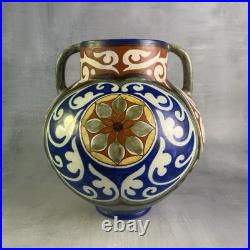 ZUID HOLLAND GOUDA Grand vase céramique Pays-Bas décor floral stylisé art déco