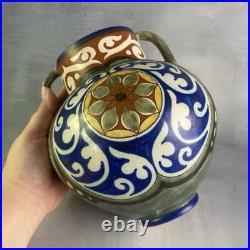 ZUID HOLLAND GOUDA Grand vase céramique Pays-Bas décor floral stylisé art déco