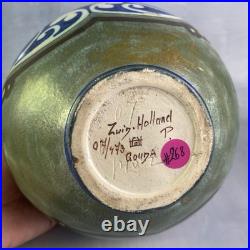 ZUID HOLLAND GOUDA Grand vase céramique Pays-Bas décor floral stylisé art déco